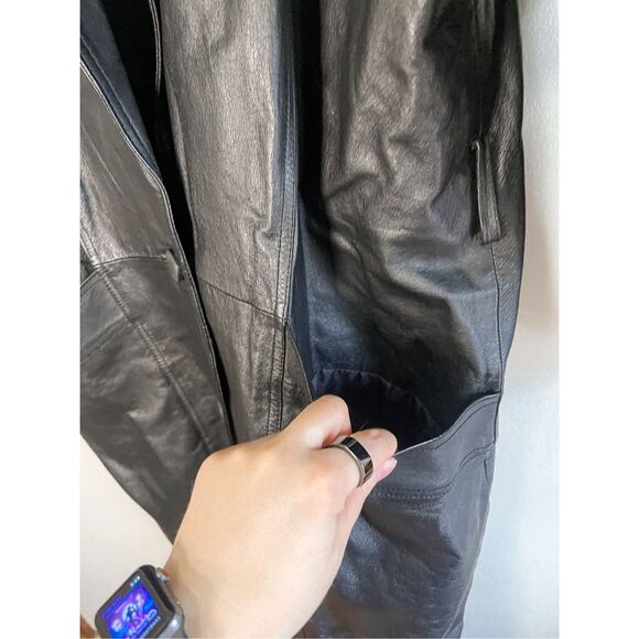 Vintage Comint Leather Trench Coat Size M - Picture 5 of 12